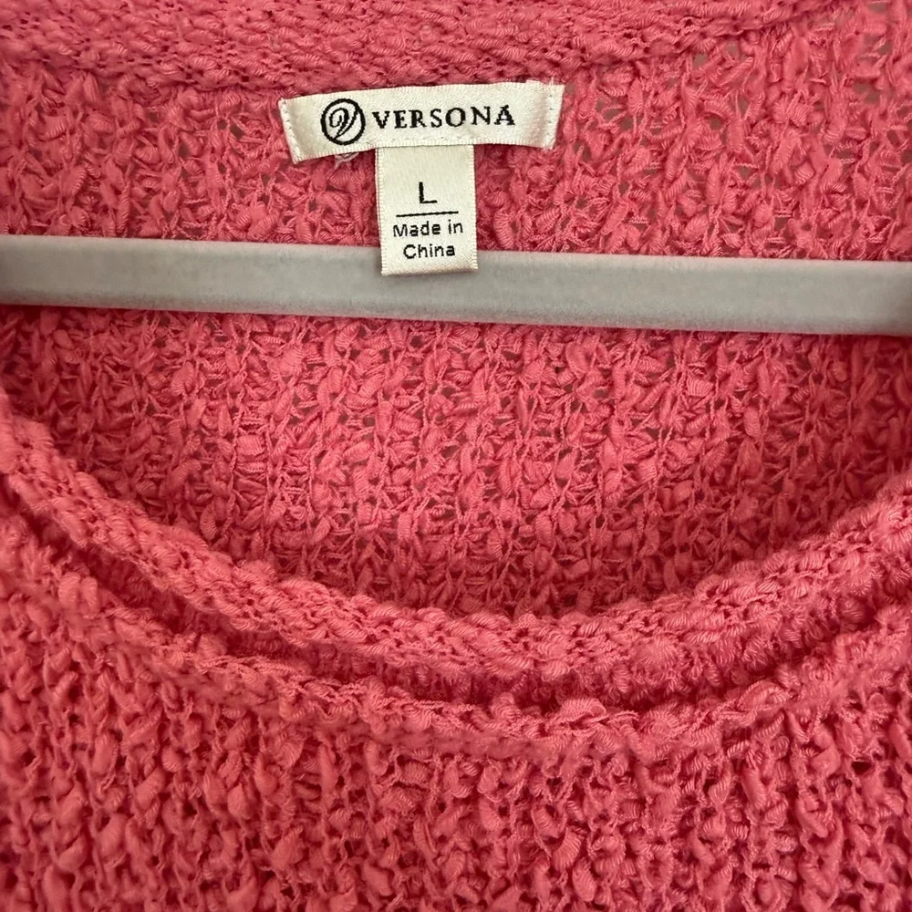 Versona Women’s Pink Short Sleeve Knit Sweater With Pocket Feminine Size Large - Picture 2 of 6